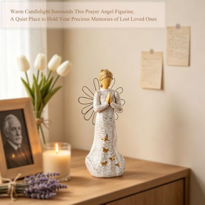 Sympathy Angel Figurines for Loss of Loved Ones Angel Statues | Home Decor Serenity Prayer Gifts for Women Resin Sculpted Hand-Painted Figure Bereavement Gift Praying Hands Statue - style: Sympathy Angle( Standing Style)
