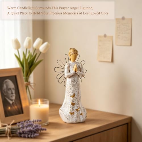 Sympathy Angel Figurines for Loss of Loved Ones Angel Statues | Home Decor Serenity Prayer Gifts for Women Resin Sculpted Hand-Painted Figure Bereavement Gift Praying Hands Statue - style: Sympathy Angle( Standing Style)