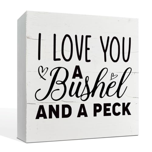 Rustic Wood Sign, I Love You A Bushel and A Peck, 5.7*5.7IN Wooden Box Sign, Tabletop Decor, Family/Loved Ones Gift - color: Funny Sign Style 27