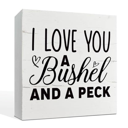 Rustic Wood Sign, I Love You A Bushel and A Peck, 5.7*5.7IN Wooden Box Sign, Tabletop Decor, Family/Loved Ones Gift - color: Funny Sign Style 27