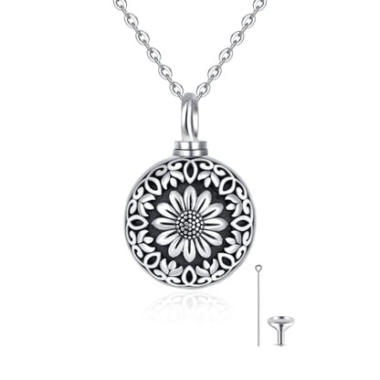 Flower Cute Animal Sterling Silver Pendant Urn Ashes Necklace for Women BF0709 - color: Ball *Sunflower