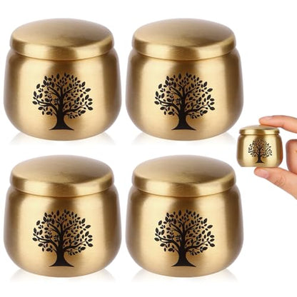 Small Keepsake Urns for Human Ashes Set of 4,Mini Urns for Ashes Made of Brass with Tree of Life Pattern Engraved,Small Cremation Keepsakes for Pet Ashes - size: 1.6''x1.5'',4pcs