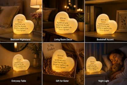 ADAVAS.Y&G Sisters by Heart Ceramic LED Heart Light – Inspirational Christian Gift, Scripture Friendship Love Night Light Décor - color: Sister