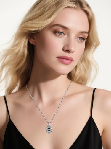 Pet Cremation Urn Necklace for Dog Cat Ashes 925 Sterling Silver Paw Print Keepsake Pendant Celtic Knot Memorial Jewelry for Women Men - style: 00D-Teardrop Urn-(Silver)