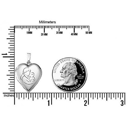 PicturesOnGold.com Silver Mom and Son Heart Locket 3/4 Inch X 3/4 Inch - style: Locket+Engraving