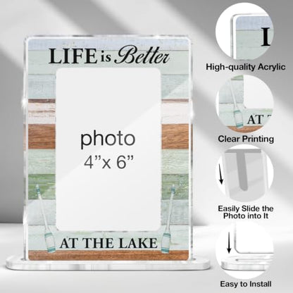 Lake House Gifts Picture Frame Life Is Better at the Lake Acrylic Picture Frames 4 x 6 Inch Photo - color: T-at the Lake