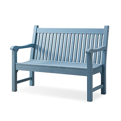 2-Person Outdoor Bench with 700 Lbs Weight Capacity,(Blue) | Poly Lumber Weatherproof Garden Bench Seating for Porch, Balcony and Park, All-Weather Patio Bench Furniture - color: Blue