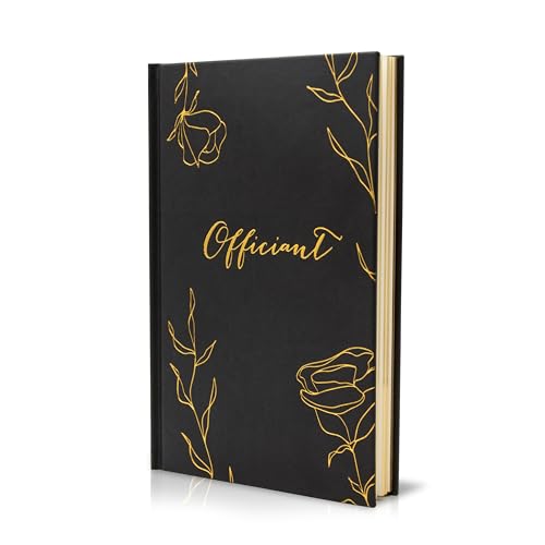 Wedding Officiant Book - Modern Minimalist Black Hardcover Gold Embossed Notebook Journal Gift for Pastor Ministers Sermon Wedding Ceremony, 32 Pages, 140gsm Thick Lined Paper, 5.25 x 8.25" (Design 4) - color: Design 4