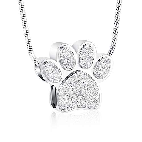 zeqingjw Pet Cremation Jewelry for Ashes Pendant Paw Print Pet Heart Urn Necklace Memorial Keepsake Jewelry for Pet/Dog's/Cat's Ashes - color: Paw-Silver