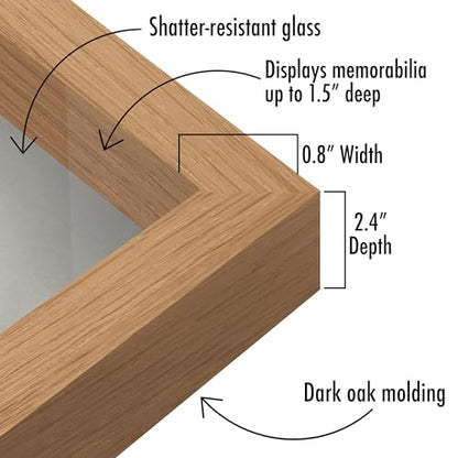 Americanflat 8x10 Shadow Box Frame with Shatter-Resistant Glass - Silhouette Collection - Large Shadow Box Display Case for Tabletop and Wall Display - Dark Oak with Soft Felt Back | Shatter-resistant glass, 1.5 inch interior depth, hangs vertical or hori