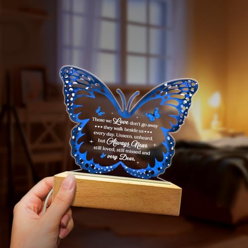 SANDJEST Memorial Butterfly Night Light - Sympathy Gifts for Loss of Loved One - Those We Love Don't Go Away Acrylic Night Lights Bereavement Gift Condolence Keepsake Lamp - color: Memorial 1