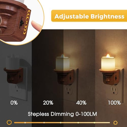 L LOHAS LED Night Light, 2 Pack Flameless Candle Night Light Plug in - color: Walnut-Warm