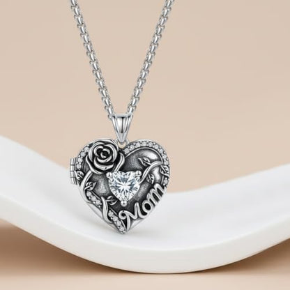 925 Sterling Silver Pictures Locket Necklace for Women Men - color: Black plated 7