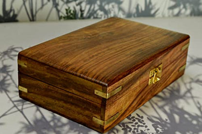 India House-Smooth Finishing Wooden Box Keepsake Jewelry Organizer &Storage (Design 11) - color: Brown