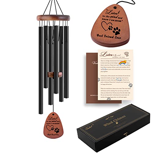 Dog Memorial Gifts, 28" Pet Memorial Wind Chimes, Loss of Dog Sympathy Gift, Pet Loss Passing Away Remembrance Bereavement Gift - color: A-water-black