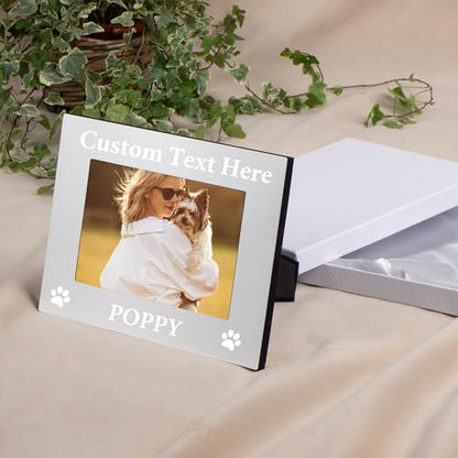 Personalized Cat Picture Frame with Gift Box, 4x6 Aluminum Pet Photo Frame - color: Aluminum Frame, size: Landscape 4X6