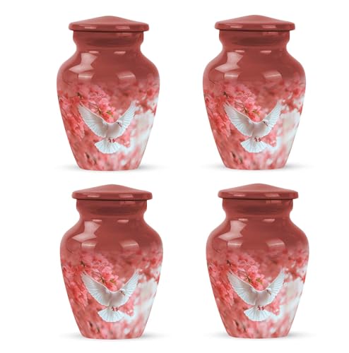 Yatskia Cherry Blossoms Dove Small Urns for Human Ashes Keepsake for Mom and Dad, Mini Urn for Adult Ashes, (Classic Pack of 4, 3 Inch) - color: #3 Pink, size: 3 Inch Pack of 4