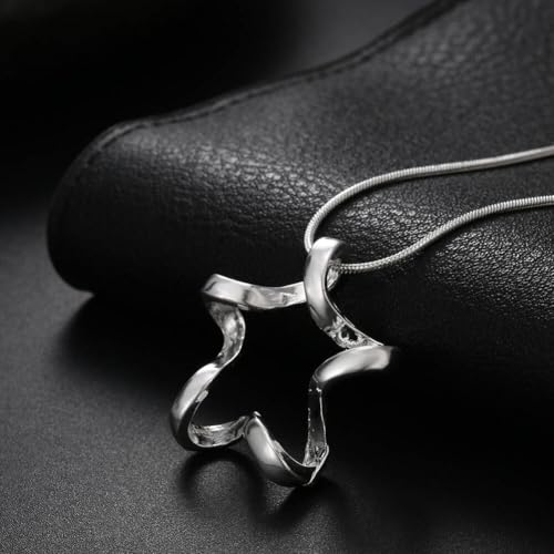 925 Sterling Silver Necklace for Women – Layered Stackable Choker Necklaces with Heart Photo Locket & Star - Pendant 18" Chain Gift for Wife, Mom, Girlfriend, Birthday, Anniversary, Valentine’s Day - color: Starfish
