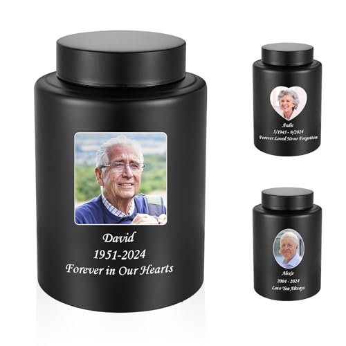 Photo Customized Medium Cremation Urn for Adult Ashes - 7.3 Inch Decorative Stainless Steel Urn, Holds Up to 140 lbs, Life Tree Design, Memorial Keepsake for Human Ashes - size: Medium-Custom