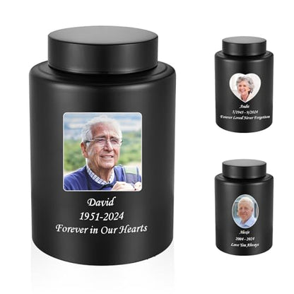 Photo Customized Medium Cremation Urn for Adult Ashes - 7.3 Inch Decorative Stainless Steel Urn, Holds Up to 140 lbs, Life Tree Design, Memorial Keepsake for Human Ashes - size: Medium-Custom