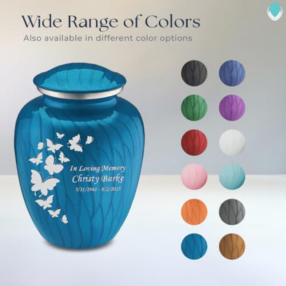 Geturns Embrace Adult Custom Butterfly Cremation Urns for Human Ashes I Pearl Racing Blue Large Funeral Urn for Female and Male I 200 lbs (Pearl Racing Blue) - color: Pearl Racing Blue