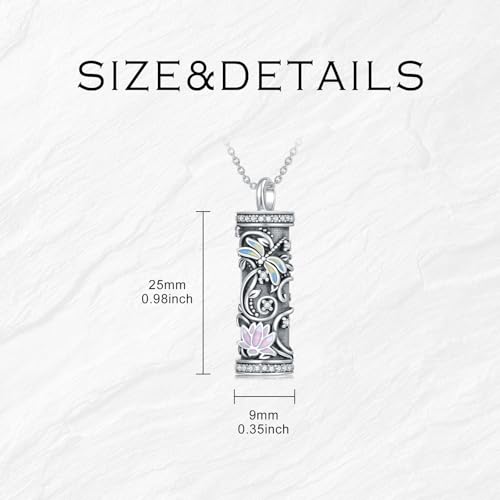 925 Sterling Silver Urn Necklace for Ashes, Teardrop/Tree of Life/Sunflower/Dragonfly/Sea Turtle/Celtic Knot/Elephant/Hummingbird Memorial Cremation Pendant Necklaces for Animal Human Ashes - color: C: Dragonfly