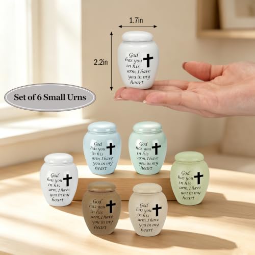SOITIS Set of 6 Small Urns for Human Ashes Ceramic Mini Urns for Ashes | Decorative Urns Memorial Keepsake Urn Sharing Urns Tiny Urn for Ashes