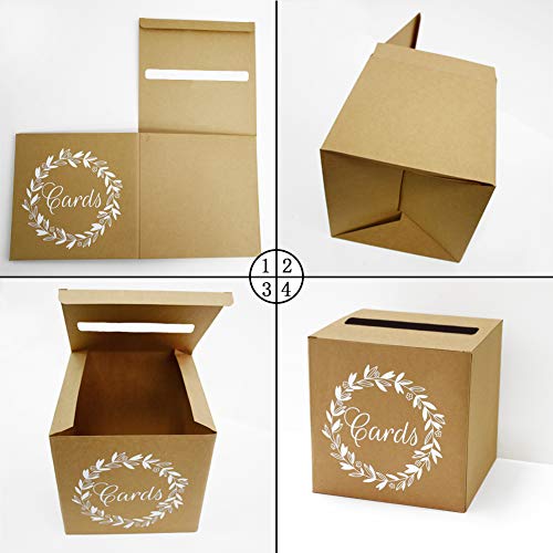 KALEFO Kraft Wedding Card Box for Reception Tables | Cardboard post box collects cards and envelopes at weddings, showers, anniversaries and reception gift tables