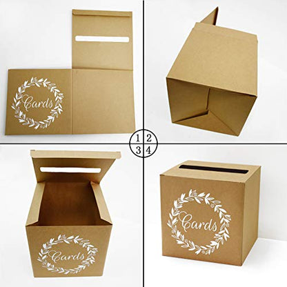 KALEFO Kraft Wedding Card Box for Reception Tables | Cardboard post box collects cards and envelopes at weddings, showers, anniversaries and reception gift tables