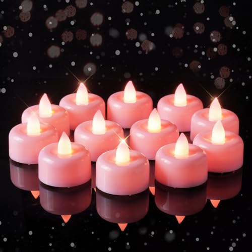 Amagic 12Pack Pink Flameless LED Tea Lights Candles Battery Operated - color: Pink, size: 12 Pack