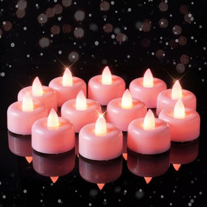 Amagic 12Pack Pink Flameless LED Tea Lights Candles Battery Operated - color: Pink, size: 12 Pack
