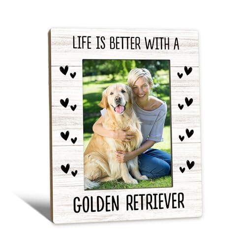 Golden Retriever Gifts Dog Picture Frame 5x7, Gifts for Golden Retriever Lovers Photo Frame, Life is Better With A GoldenRetriever Dog Wooden Picture Photo Frames for Desk Home Room Decor - color: golden retriever