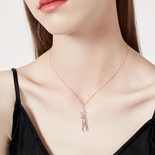 FLYOW S925 Sterling Silver Best Friend Couple Pendant Friendship Sun Moon Lotus Yin Yang Matching Bff Necklace for Women Jewelry - style: Entire rose gold