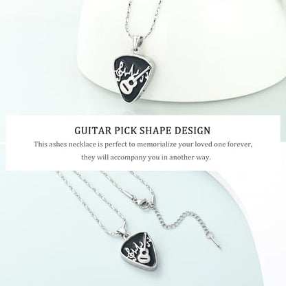 Imrsanl Guitar Pick Cremation Urn Necklace for Ashes - color: Silver-Guitar Pick