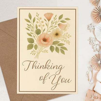 Cheerin Thinking of You Cards with Envelopes - Sympathy Cards for Loss of Loved Ones - Sorry For Your Loss Card Floral Design 5x7 Inch - style: Floral Bouquet