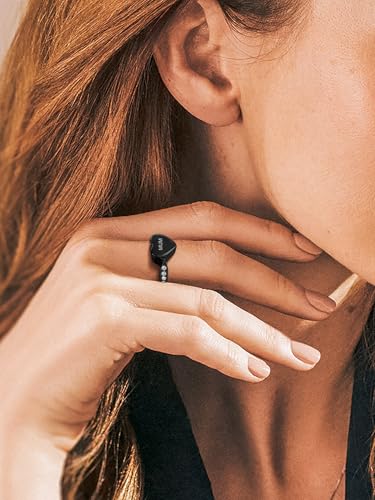 Richsteel Stainless Steel Heart/Claddagh Cremation Urn Ring for Ashes - color: 03-Black-Heart