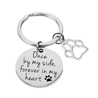 Kefley Loss of Dog Sympathy Gift Pet Memorial Keychain Cat Dog Remembrance Bereavement Gifts Pet Memorial Keepsake Once by My Side Forever in My Heart Key Chain