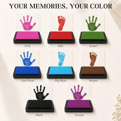 ReignDrop Baby Ink Pad for Hand and Footprints, Non-Toxic Acid-Free Keepsake Kit, Smudge-Proof Archival Ink Wipes Off Skin, for Scrapbook, Photo Album, Frames & Pet Paws, Baby Gift (Green) - color: Green