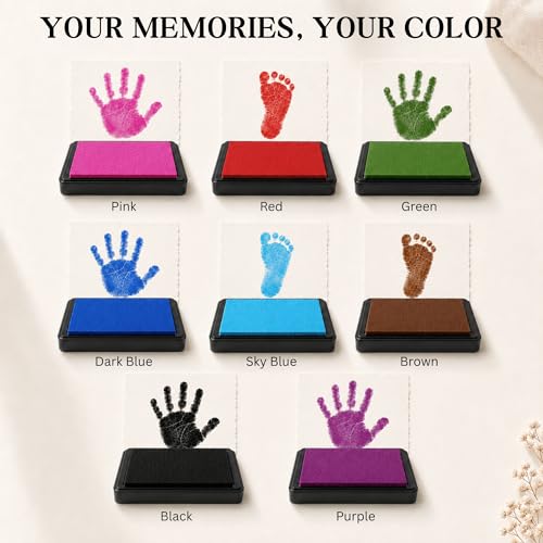 ReignDrop Baby Ink Pad for Hand and Footprints, Non-Toxic Acid-Free Keepsake Kit, Smudge-Proof Archival Ink Wipes Off Skin, for Scrapbook, Photo Album, Frames & Pet Paws, Baby Gift (Red) - color: Red