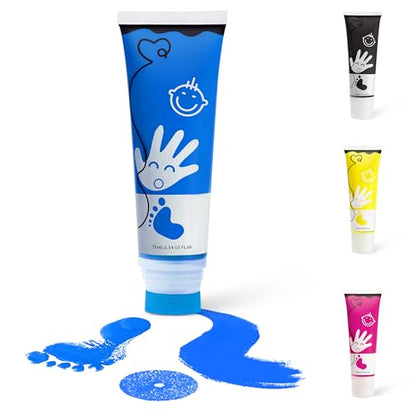 Baby Hand and Footprint Paint with Sponge Head, 2.54 fl oz, Non-Toxic & Acid-Free, Washable Baby Safe Paint for Newborn Keepsakes, Dog Nose & Paw Prints, Ideal New Mom Gift - Blue - color: Blue