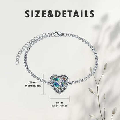 Urn Bracelet for Ashes 925 Sterling Silver Heart Cremation Bracelet Memorial Keepsake Jewelry Gifts for Women - color: 09-Hummingbird Urn Bracelet