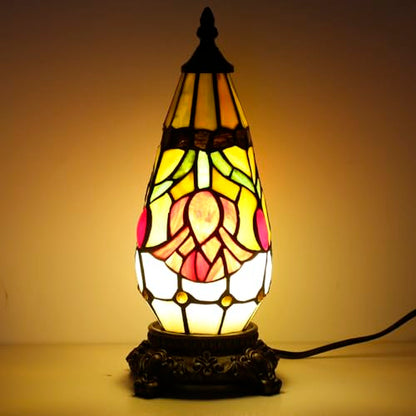 Small Tiffany Stained Glass Table Lamp 5.5X11 Inch (Red Tulip Flower) - color: Red Tulip Flower