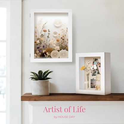 HOUSE DAY 11x14 Deep Shadow Box Frame with Linen Back, Pins, White - color: White, size: 11x14