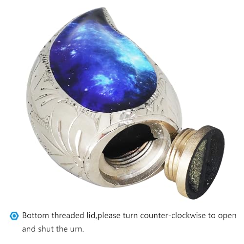 M MEILINXU Blue Miniature Urns for Human Ashes, Small Teardrop Keepsake Urn - color: Blue & Black, size: Small / Keepsake