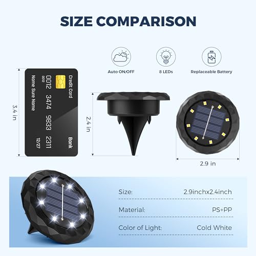SOLPEX 12 Pack Small Solar Ground Lights, Driveway Lights Cool White - color: Cool White, size: 12 Pack