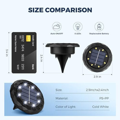 SOLPEX 20 Pack Small Solar Ground Lights, Driveway Lights Cool White - color: Cool White, size: 20 Pack