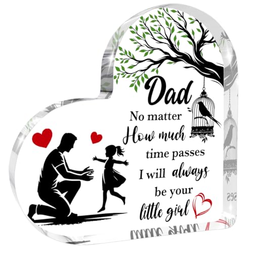Dad Gifts from Daughter, Heart Acrylic Plaque, Fathers Day Gift For Dad | Fathers Day Gift From Daughter Heart Acrylic Memorial Keepsake, Thoughtful Birthday & Holiday Present for Fathers 4×4 Inch - color: Dad Gifts from Daughter