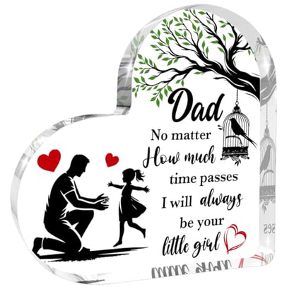 Dad Gifts from Daughter, Heart Acrylic Plaque, Fathers Day Gift For Dad | Fathers Day Gift From Daughter Heart Acrylic Memorial Keepsake, Thoughtful Birthday & Holiday Present for Fathers 4×4 Inch - color: Dad Gifts from Daughter