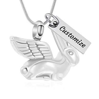 Bunny Rabbit Urn Pendant Necklace - Stainless Steel Cremation Ashes Jewelry for Pets Keepsake Memorial Ashes Locket - color: Customize