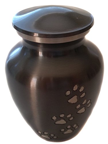 Ottillie Legacy Ebony/Pewter/Vert Pet Urn, up to 65lbs - color: Ebony, Vertical Pewter Paws, size: Medium